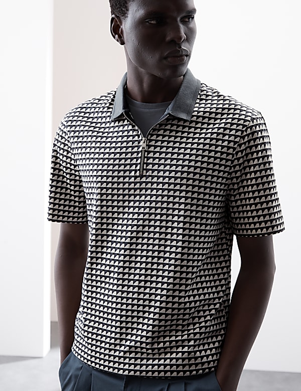 Pure Supima® Cotton Geometric Polo Shirt