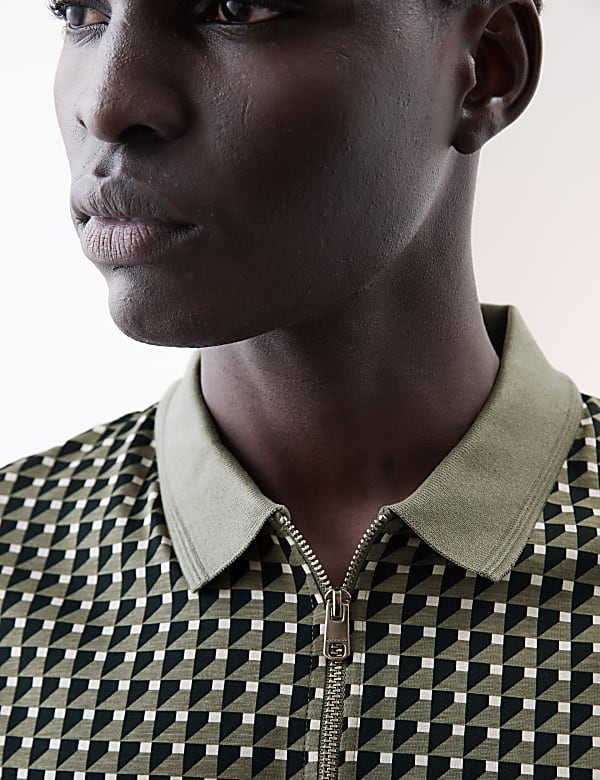 Pure Supima® Cotton Geometric Polo Shirt