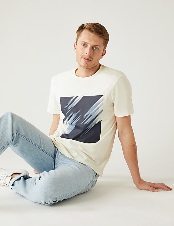 Pure Cotton Abstract Graphic T-Shirt