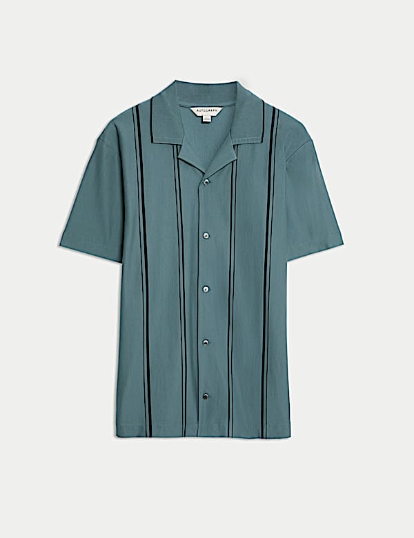 Cotton Rich Striped Revere Polo Shirt - SK