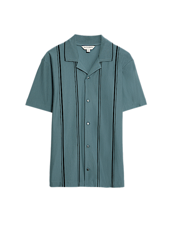 Cotton Rich Striped Revere Polo Shirt