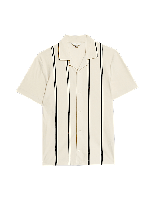 Cotton Rich Striped Revere Polo Shirt