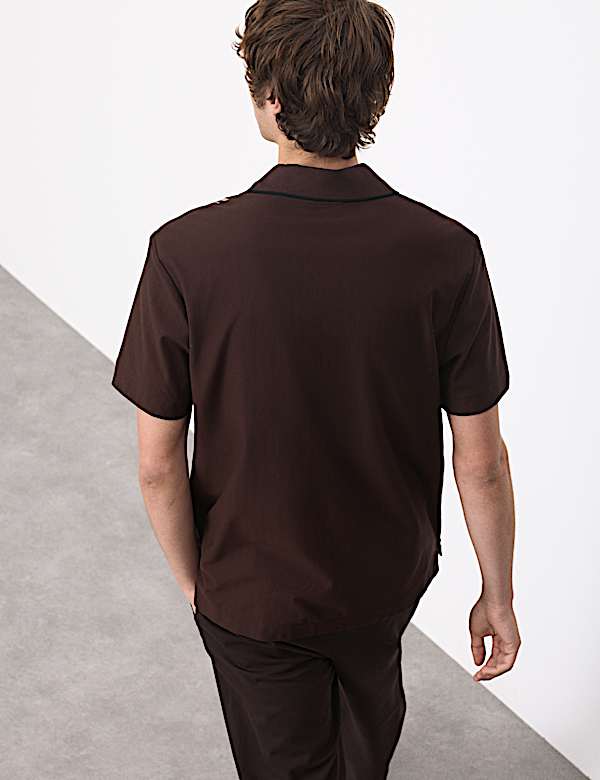 Cotton Rich Striped Revere Polo Shirt - CZ