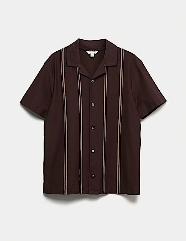 Cotton Rich Striped Revere Polo Shirt - CZ
