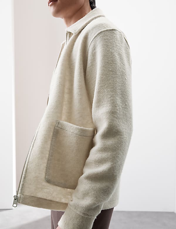 Fleece Jacket with Wool DARK PEWTER Overshirts M S JE