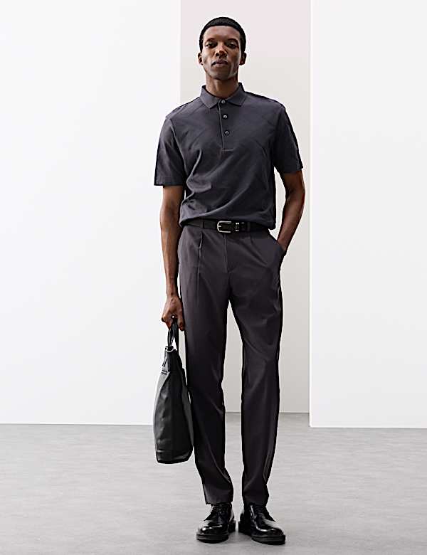 Pure Cotton Geometric Print Polo Shirt