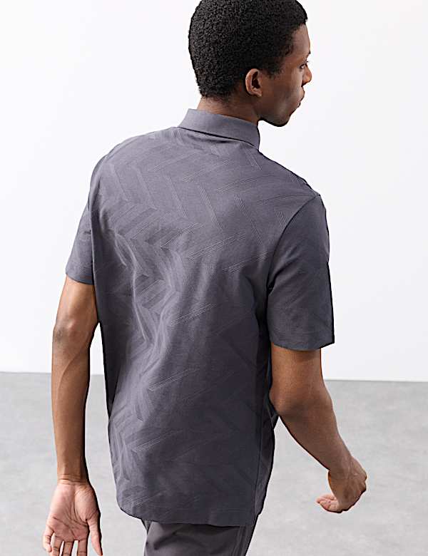 Pure Cotton Geometric Print Polo Shirt