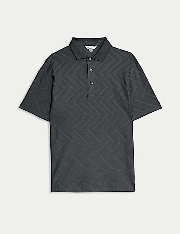 Pure Cotton Geometric Print Polo Shirt - CA