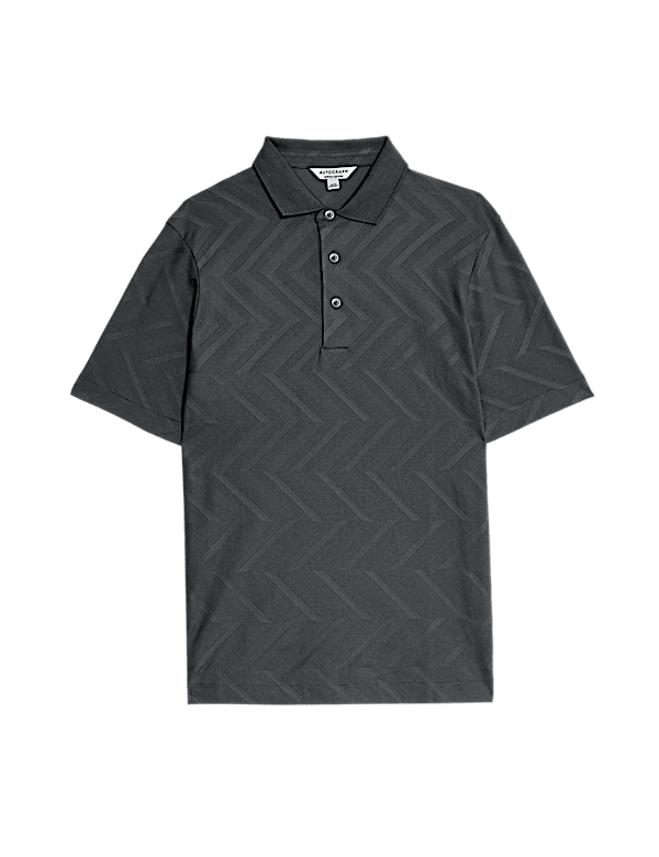 Pure Cotton Geometric Print Polo Shirt