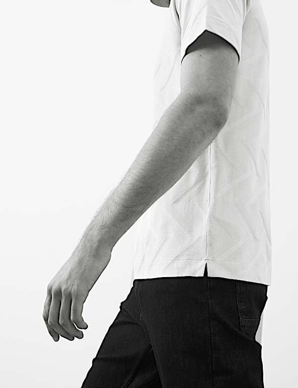 Pure Cotton Geometric Print Polo Shirt