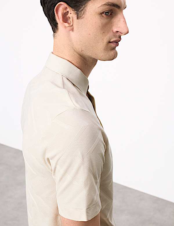 Pure Cotton Geometric Print Polo Shirt