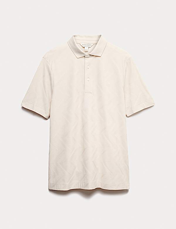 Pure Cotton Geometric Print Polo Shirt