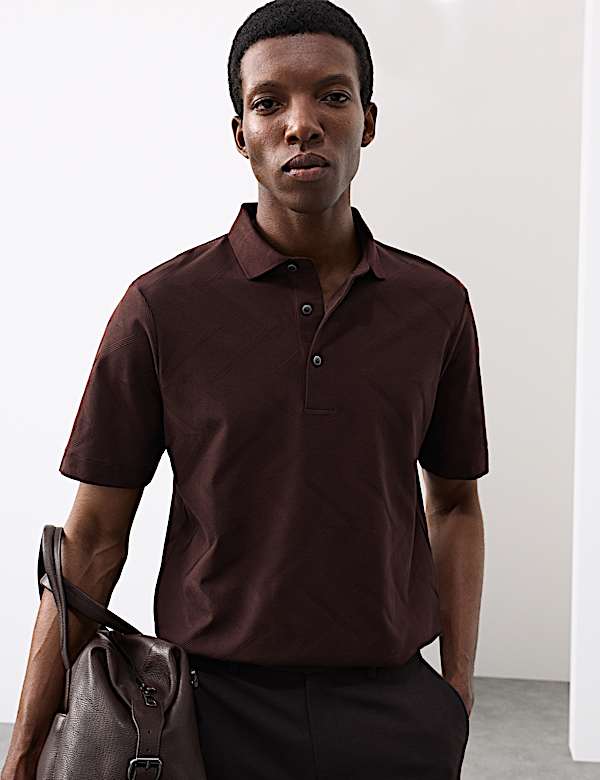 Pure Cotton Geometric Print Polo Shirt - ES
