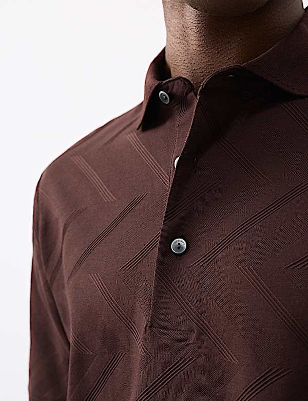 Pure Cotton Geometric Print Polo Shirt - ES