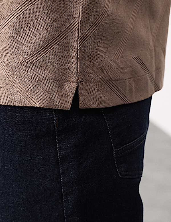 Pure Cotton Geometric Print Polo Shirt - NZ