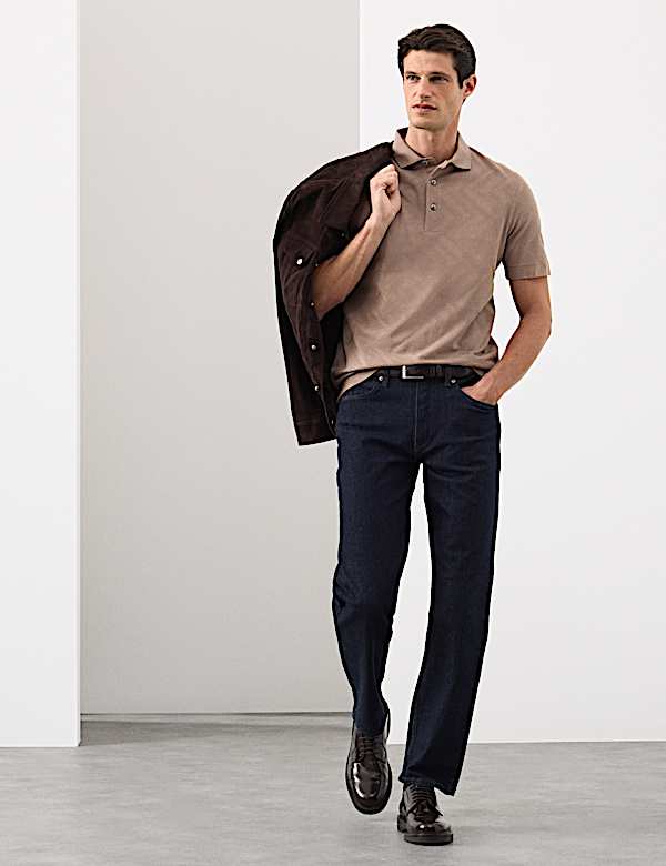 Pure Cotton Geometric Print Polo Shirt - NZ