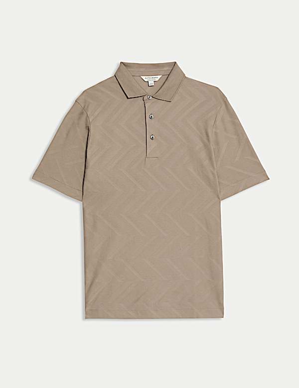 Pure Cotton Geometric Print Polo Shirt - NZ