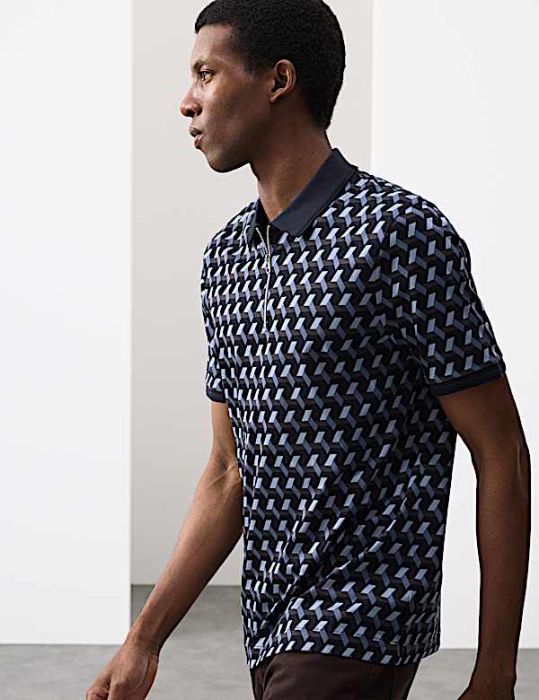 Pure Supima® Cotton Geometric Polo - FR