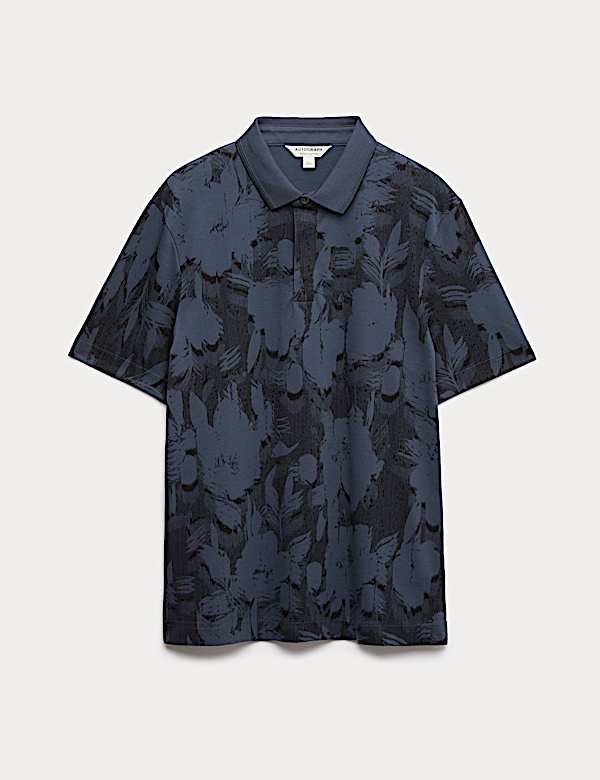 Pure Cotton Floral Print Polo Shirt - NL