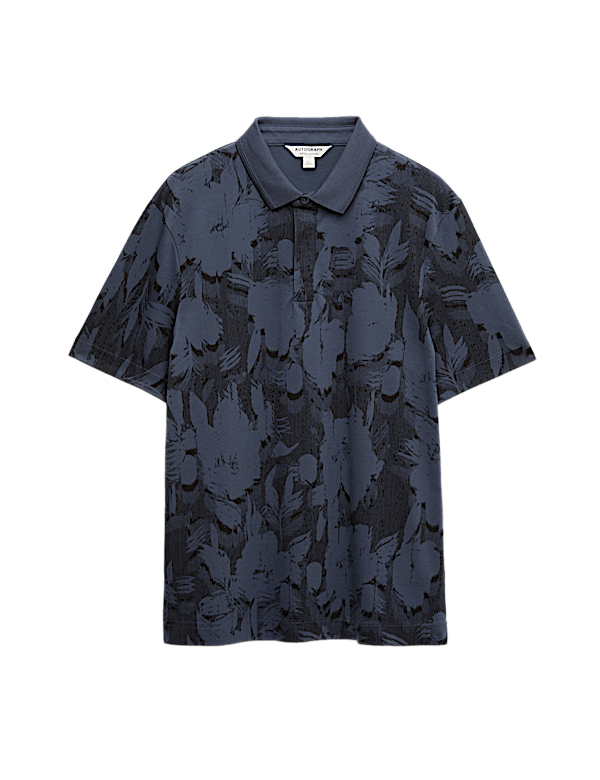 Pure Cotton Floral Print Polo Shirt