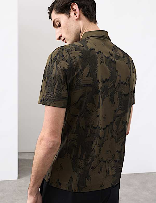 Pure Cotton Floral Print Polo Shirt