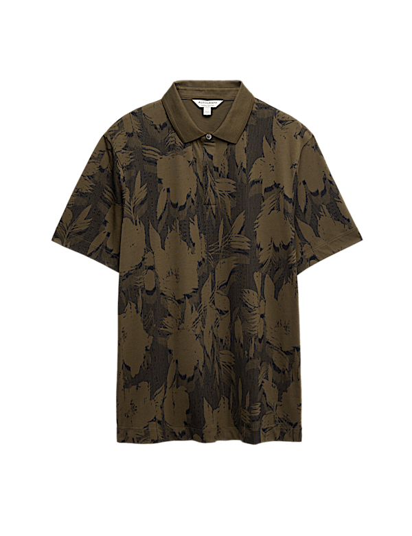 Pure Cotton Floral Print Polo Shirt