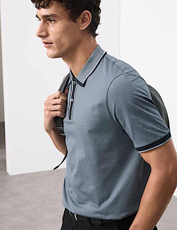 Pure Cotton Jacquard Polo Shirt - ES