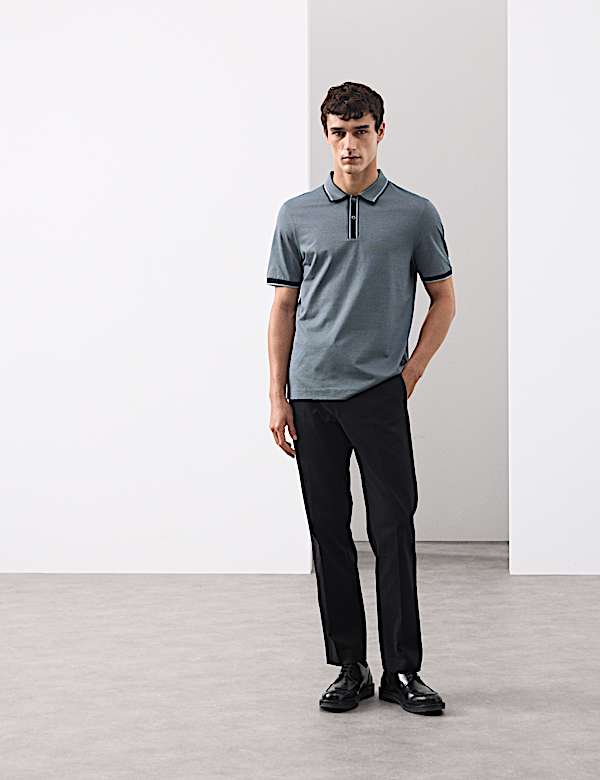 Pure Cotton Jacquard Polo Shirt - ES