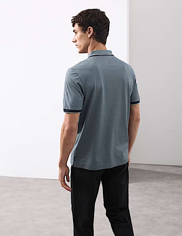 Pure Cotton Jacquard Polo Shirt - ES