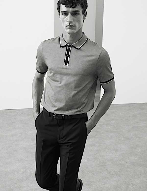 חולצת פולו ג'קארד מכותנה טהורה - IL