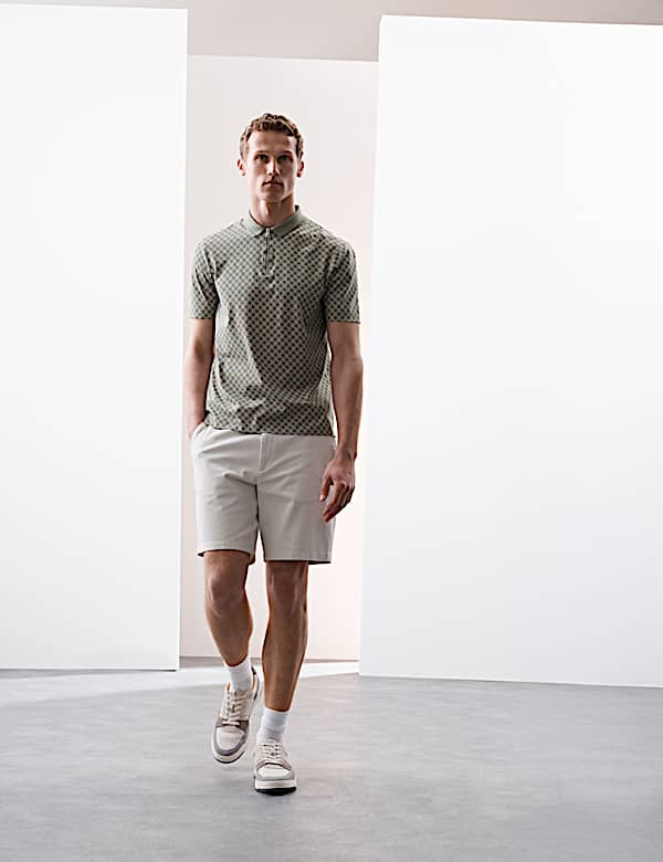 Pure Supima® Cotton Geometric Print Polo Shirt