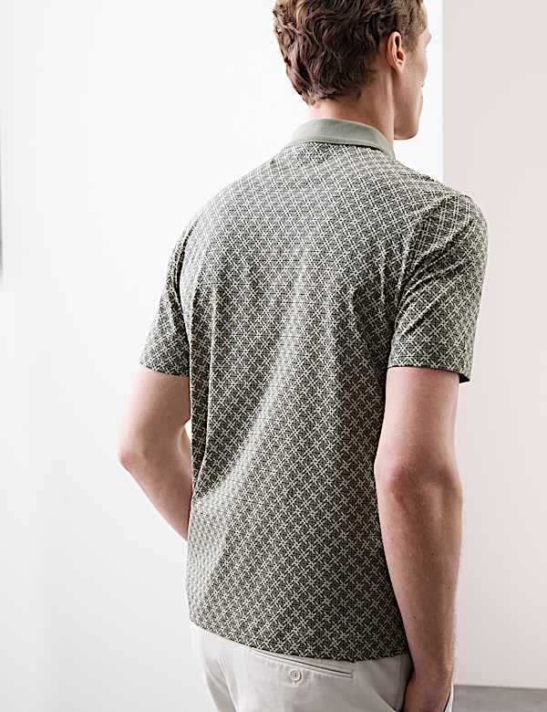 Pure Supima® Cotton Geometric Print Polo Shirt