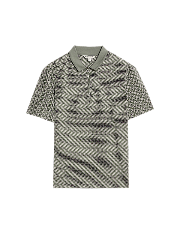 Pure Supima® Cotton Geometric Print Polo Shirt