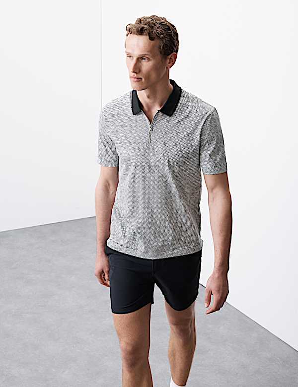 Pure Supima® Cotton Geometric Print Polo Shirt