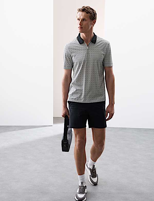 Pure Supima® Cotton Geometric Print Polo Shirt