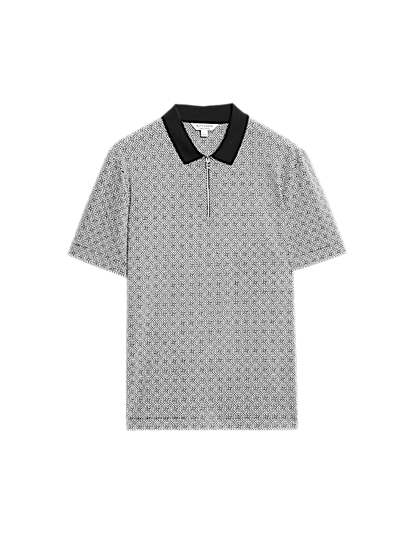 Pure Supima® Cotton Geometric Print Polo Shirt