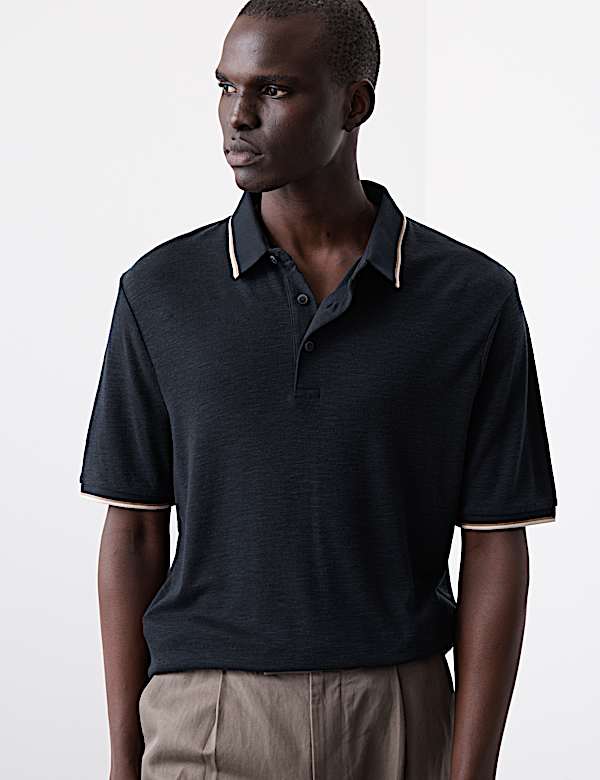 Linen Blend Polo Shirt - GR
