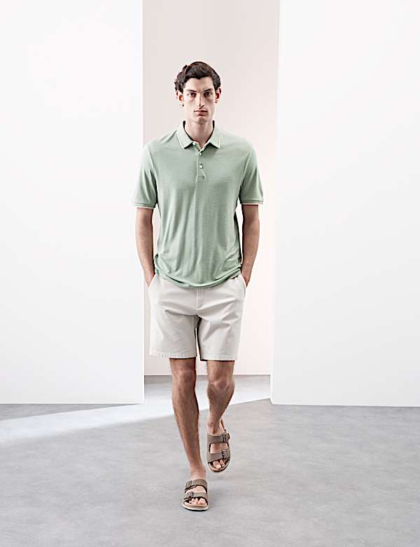 Linen Blend Polo Shirt - CZ