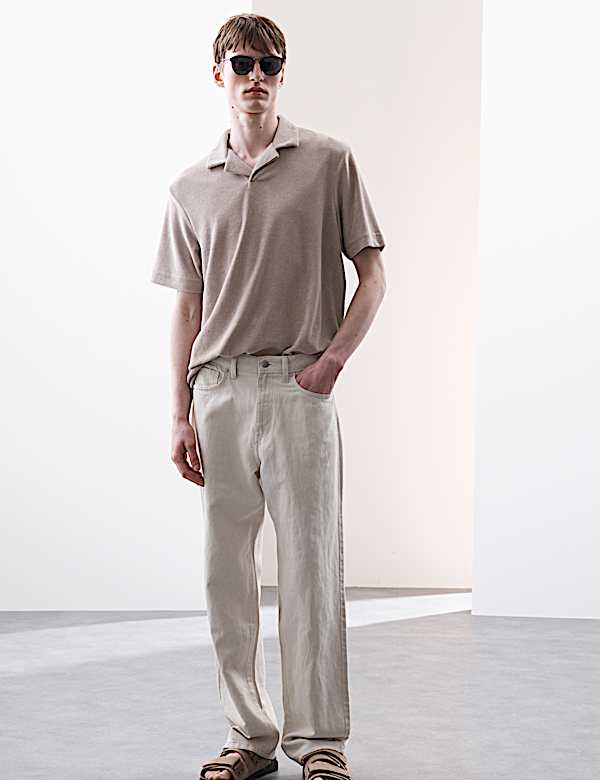 Cotton Rich Towelling Revere Polo Shirt - EE