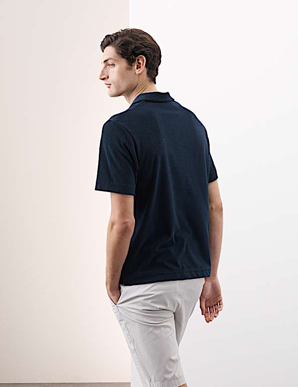 Πετσετέ μπλούζα πόλο με γιακά και υψηλή περιεκτικότητα σε βαμβάκι - GR