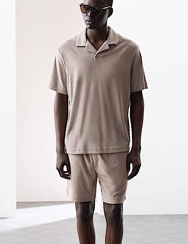 מכנסיים קצרים מבד מגבת עשיר בכותנה - IL