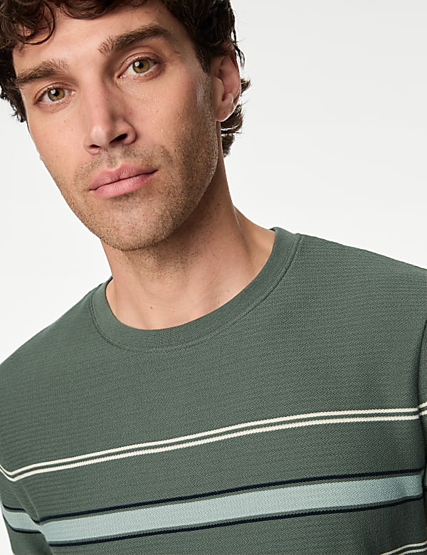 Pure Cotton Herringbone Striped T-shirt