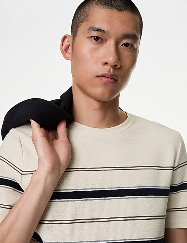 Pure Cotton Herringbone Striped T-shirt