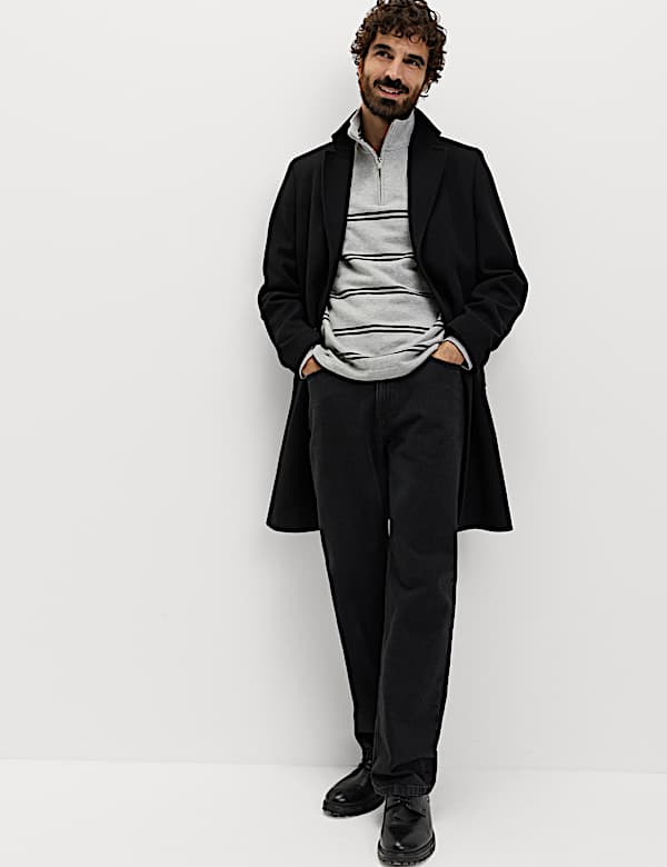 Pure Cotton Striped Half Zip Sweatshirt - HR