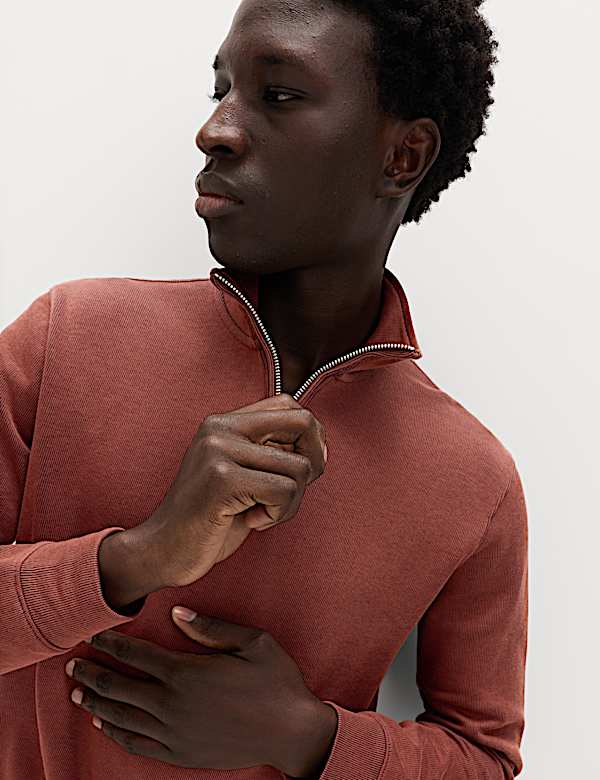 Cotton Rich Double Knit Half Zip Sweatshirt - AU