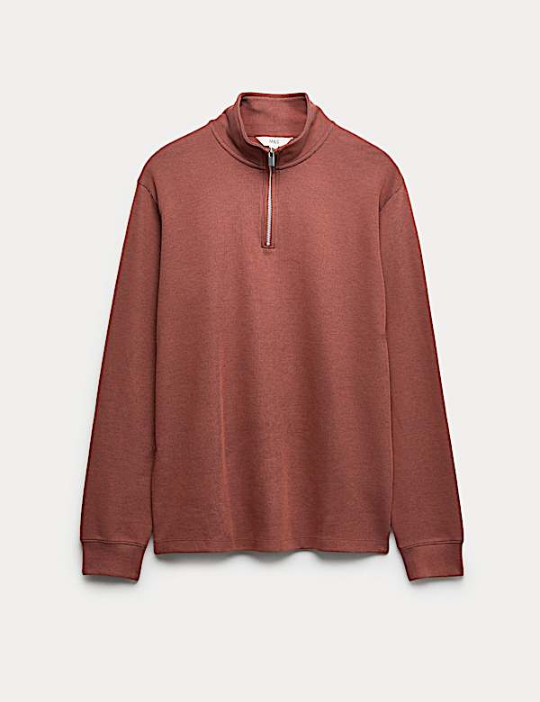 Cotton Rich Double Knit Half Zip Sweatshirt - AU