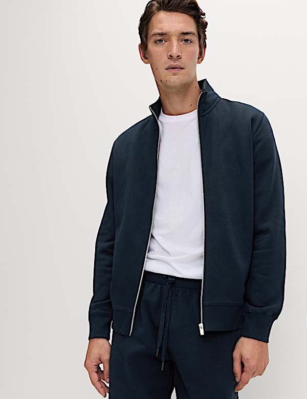 Brushed Cotton Rich Funnel Neck Sweatshirt - DE