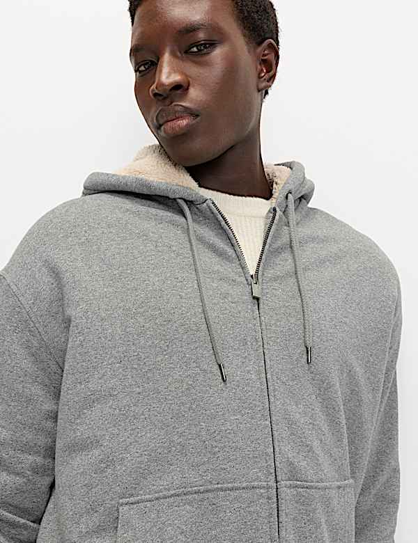 Cotton Rich Fleece Lined Hoodie - GR
