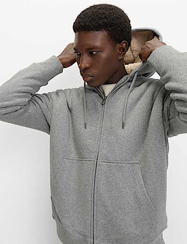 Cotton Rich Fleece Lined Hoodie - GR