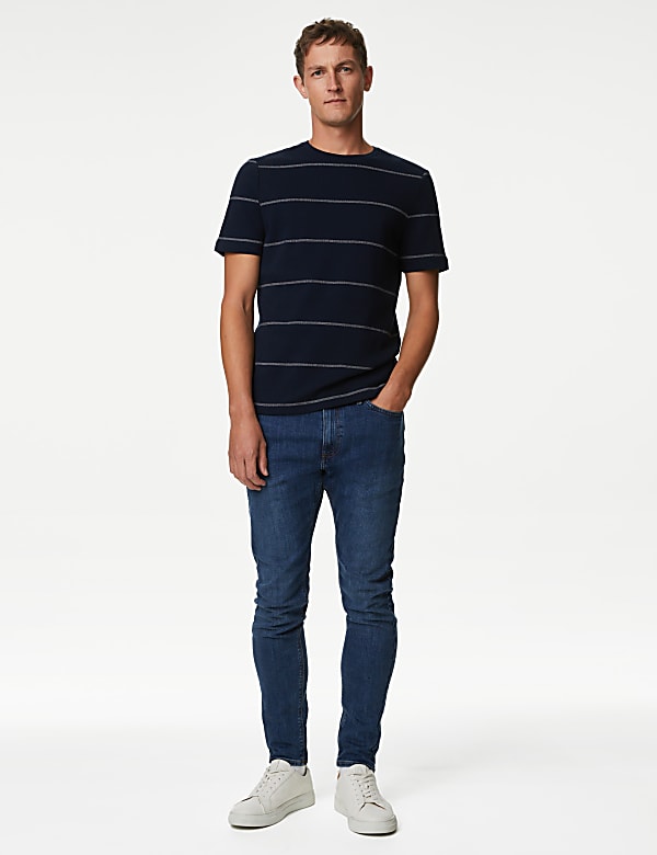 Pure Cotton Double Knit Striped T-Shirt